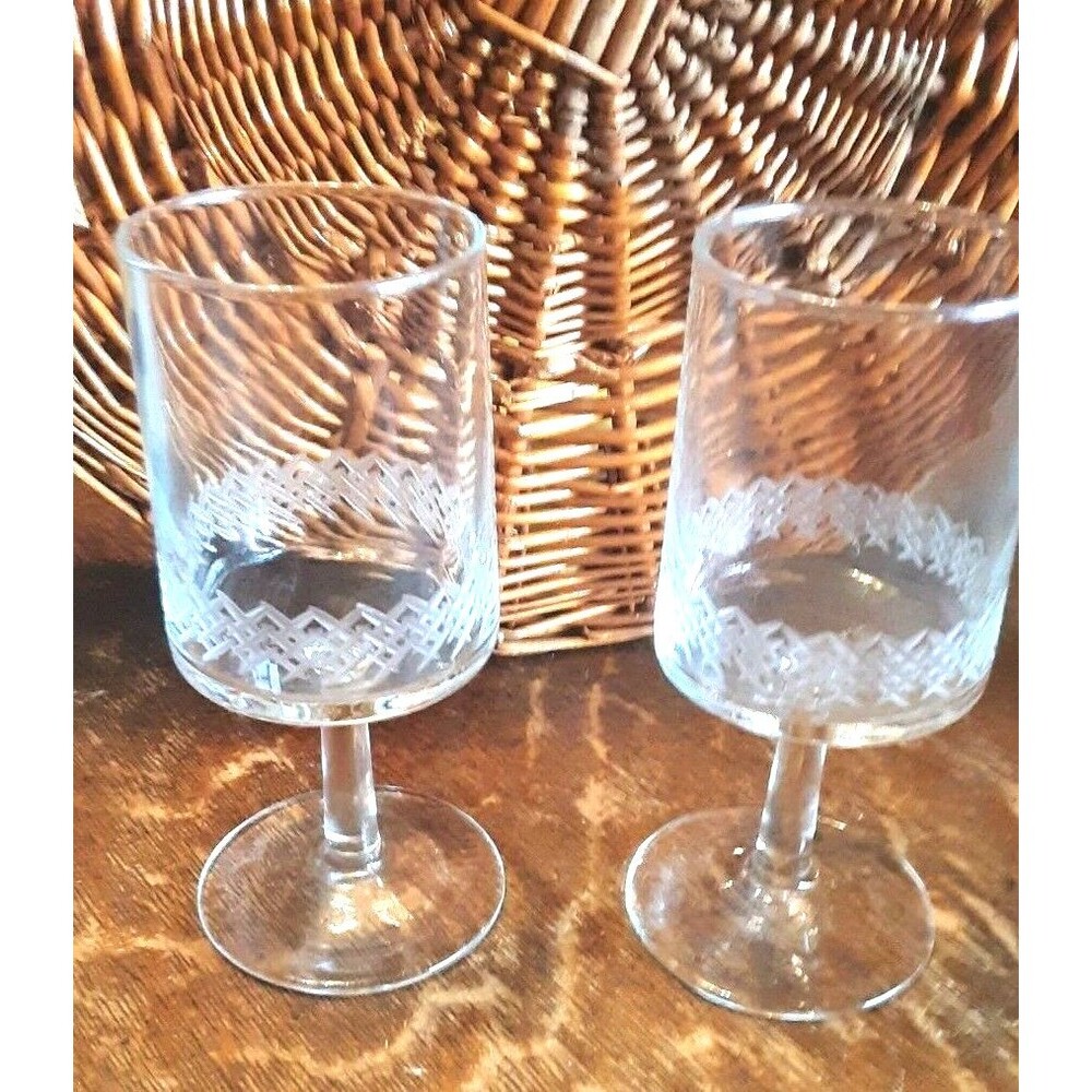Dessert Sherbet Parfait Barware Stemmed Glasses Pair Mid Century Modern